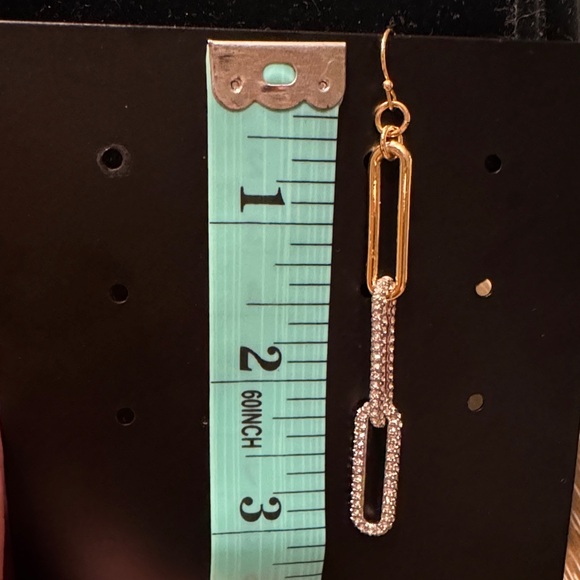 Vince Camuto Gold and Crystal Link Earrings - Picture 3 of 3